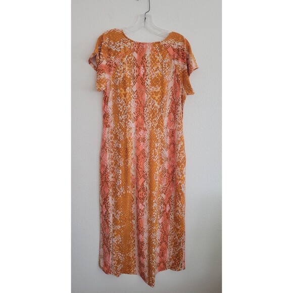 NEW C Wonder By Christian Siriano Python Midi Dress Size Large Hi Low Hem - Picture 2 of 10